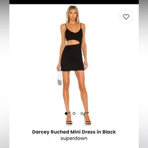 Superdown Darcey ruched mini dress in black. Brand new with tags. Size small